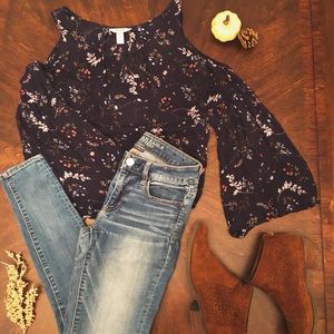 Cold shoulder Floral Blouse